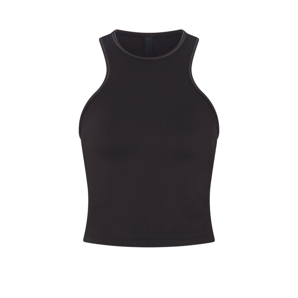 NikeSKIMS Ribbed Racer Front Tank - Obsidian - Picture 4 of 5
